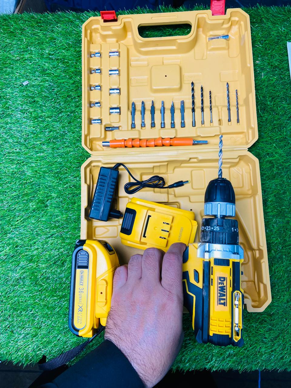 36V Cordless Drill Machine Set| Professional Power Tool Kit | 2 Batteries